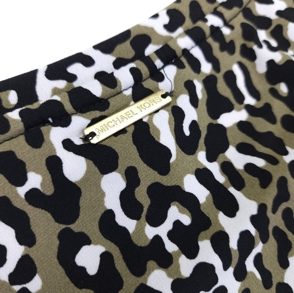 Michael Kors Green Black White Patterned Rayon Blend Dress Sz M - Picture 2 of 11